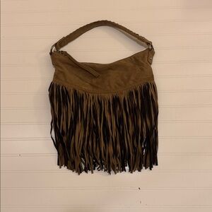 Vintage “Express” Brown Fringe Shoulder Bag